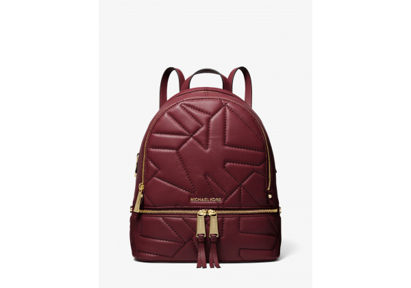 Женский рюкзак Michael Kors Rhea Logo Quilted бордовый